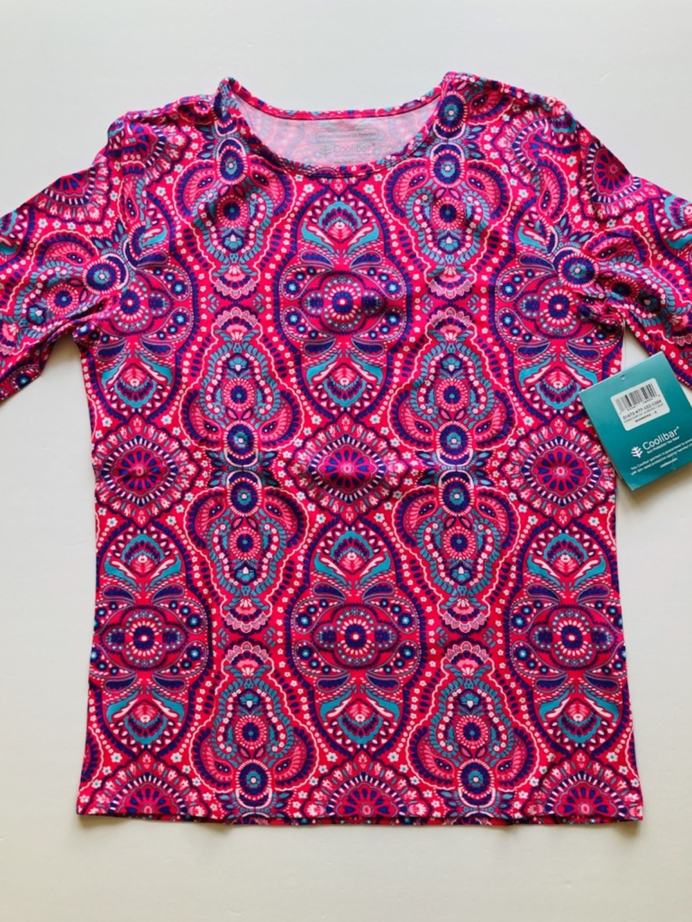 NWT Coolibar Morada Everyday Long Sleeve Americana Bandana Tee Size S UPF 50+